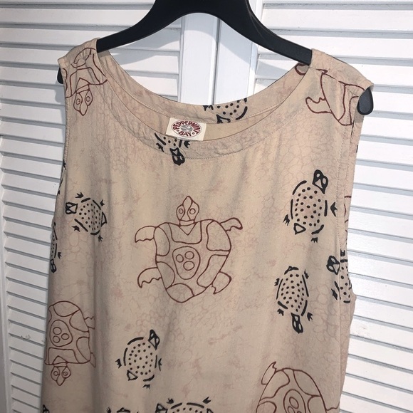 Vintage Peppermint Bay Turtle Rayon dress with net open coverup sweater Large - Picture 8 of 11